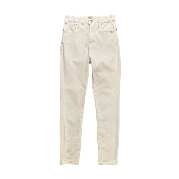 J Crew Jeans Women 27 White Denim Curvy Toothpick High Rise Super Skinny Ankle - Picture 1 of 11